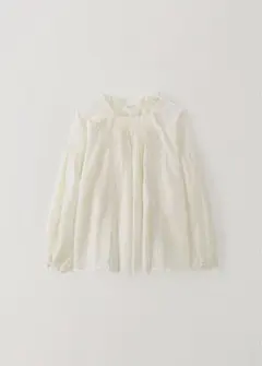 【美品】OHOTORO Pintuck Lace Blouse beigeのサムネイル