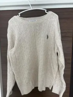 美品★ U.S. POLO ASSNケーブル編みニット M ベージュ