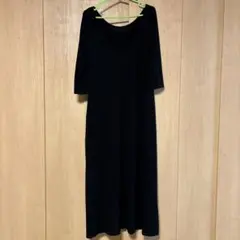 黒い七分袖ロングワンピース Mサイズ