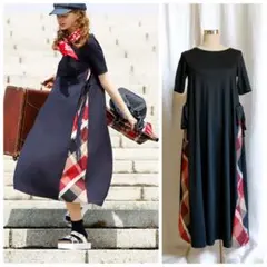 完売品 ブルーレーベルクレストブリッジ ロングワンピース ブラック 38