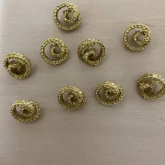 輸入　ゴールドカラー 編み込みデザイン ボタン 9個セット