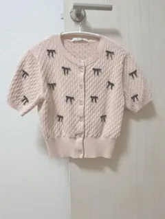 SNIDEL(スナイデル) ハーフスリーブリボンカーデSWNT242111