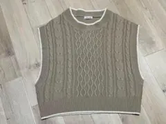 Rafnafケーブル編みニットベストベージュ【M】美品