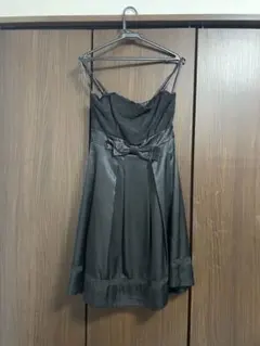 ブラック サテン リボン付き キャミワンピース パーティードレス　演奏会　発表会