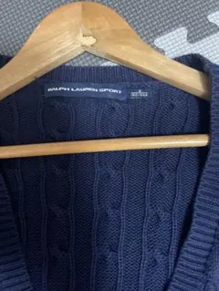 ラルフローレン ケーブルニット カーディガン ポニー刺繍 ネイビー S