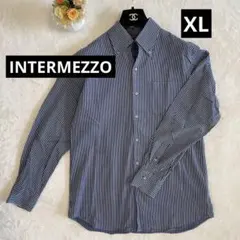 INTERMEZZO ワイシャツ ブルーストライプ XLサイズ 長袖