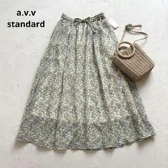 タグ付 a.v.v 花柄ロングフレアスカート 総柄 ウエストゴム Lのサムネイル