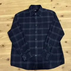 ユニクロ UNIQLO ネイビー チェック柄 フランネルシャツ　ネルシャツL