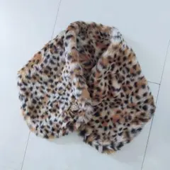 日本製 レディース ボタン ティペット ファーマフラー ヒョウ柄