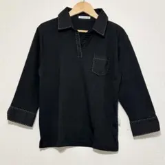 tendre 七分袖 ポロシャツ風トップス ブラック M 白ステッチ