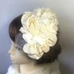 ホワイトヘッドドレス 白ヘアアクセサリー 成人式 トーク帽 和装 七五三髪飾りのサムネイル