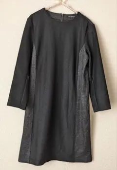 23区　ウールワンピース　チュニック　バイカラー　黒✕グレー　Ｌサイズ