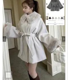 な様専用　リボンベルトファーティペット付フレアコート 三上悠亜 GRL