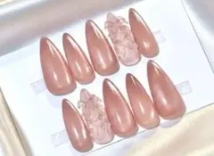 ♥︎現品♥︎ネイルチップピンクワンホンちゅるんマグネットスナ系量産フレンチガーリー