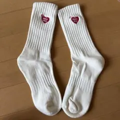 HUMAN MADE ハート刺繍 リブソックス ホワイトのサムネイル