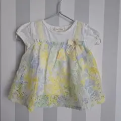 センスオブワンダー　フラワーレース　ドッキングチュニック　半袖Tシャツ　80cm