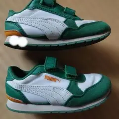 PUMA キッズ スニーカー グリーン ホワイト ベルクロのサムネイル