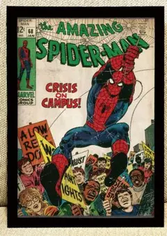 118 スパイダーマン　アートポスター　アメリカンレトロ　額付き