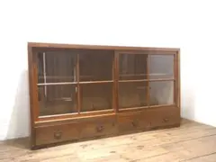 2000 Antique Wooden Display Cabinet with Wavy Glass, Dish Cabinet, Cupboard, Counter, Retro