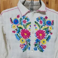 チチカカ　TITICACA 　アジアン　刺繍シャツ　綿100％