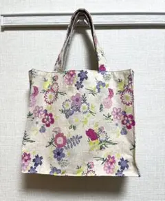 ハンドメイド　紙袋風トートバッグ　花柄