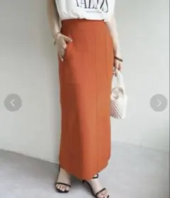 新品☆ディスコート☆テックリネンナロースカート☆オレンジ