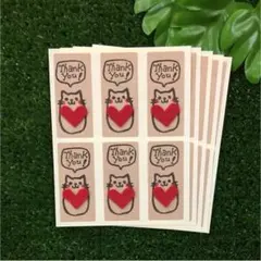 サンキューシール（小）ハート付き　ミニねこ【F31】