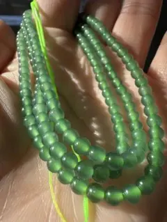 J*J様 天然A貨青绿色グアテマラ産高冰種ビーズ 3連ネックレス、未使用新品 鑑
