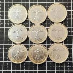 イタリア 1ユーロ コイン レオナルドダヴィンチ 2002　9枚まとめのサムネイル