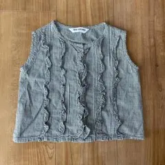 ムージョンジョン　ノースリーブブラウス　チェック　昭和レトロ　フォーマル　夏服