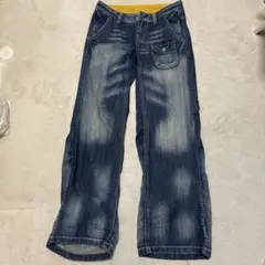 ダークブルー フレアデニムパンツ