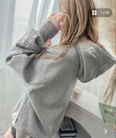 新品タグ付きclassicalelf ランダム刺繍裏起毛パーカー M