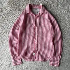 フランクアンドアイリーン BARRY リネン シャツ XS ピンク ストライプ