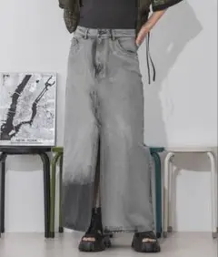 JEANASIS フロントスリットデニムナロースカート グレー系