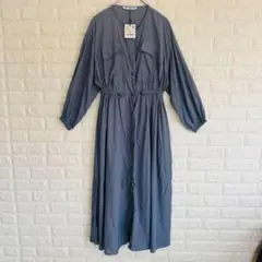 未使用品 ZARA ザラ ブルー 春夏 ロングコート 薄手生地 Sサイズ