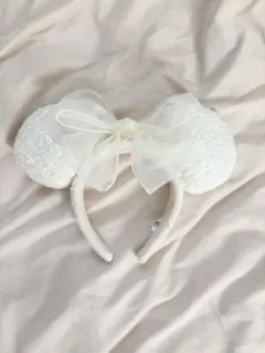 ホワイトミッキー耳カチューシャ