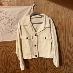 GUアイボリー コーデュロイジャケット ショート丈