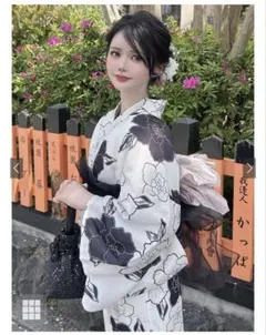 即日発送】GRL グレイル 花柄モノトーン浴衣[gi1612] 浴衣・帯セット