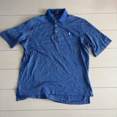 POLO GOLF 青白ストライプ ポロシャツ M