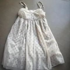 クリーム色 水玉模様 キャミワンピースドット