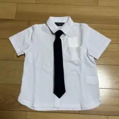 新品☆コムサイズム　黒ネクタイ付き白半袖シャツ①100㎝