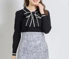 tocco closet 配色ライン入りボウタイりぼんニットプルオーバー