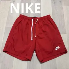 【定番大人気Nike ショート ナイロン パンツ 赤 水陸両用 ロゴ刺繍 ハーフ
