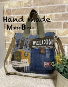 97.年中使える★デニムリメイク★2wayトートバッグ★ショルダー紐付★