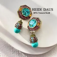 U862/HEIDI DAUS/古金色ターコイズブルークリスタルイヤリング