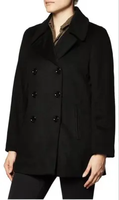 Calvin Klein黒 ウール ピーコート ダブルブレスト