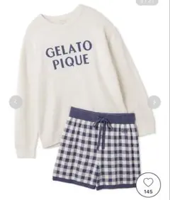 ジェラートピケ【WhiteDay】ロゴプルオーバー&チェックショートパンツセット