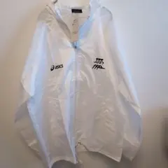 asics ナイロンジャケット ホワイト フード付き フリー