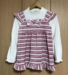 any FAM ベロアビスチェ重ね着風　長袖トップス　ピンク　140cm