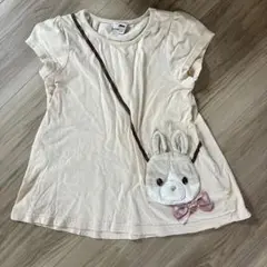 ウサギポシェット付きTシャツ 120